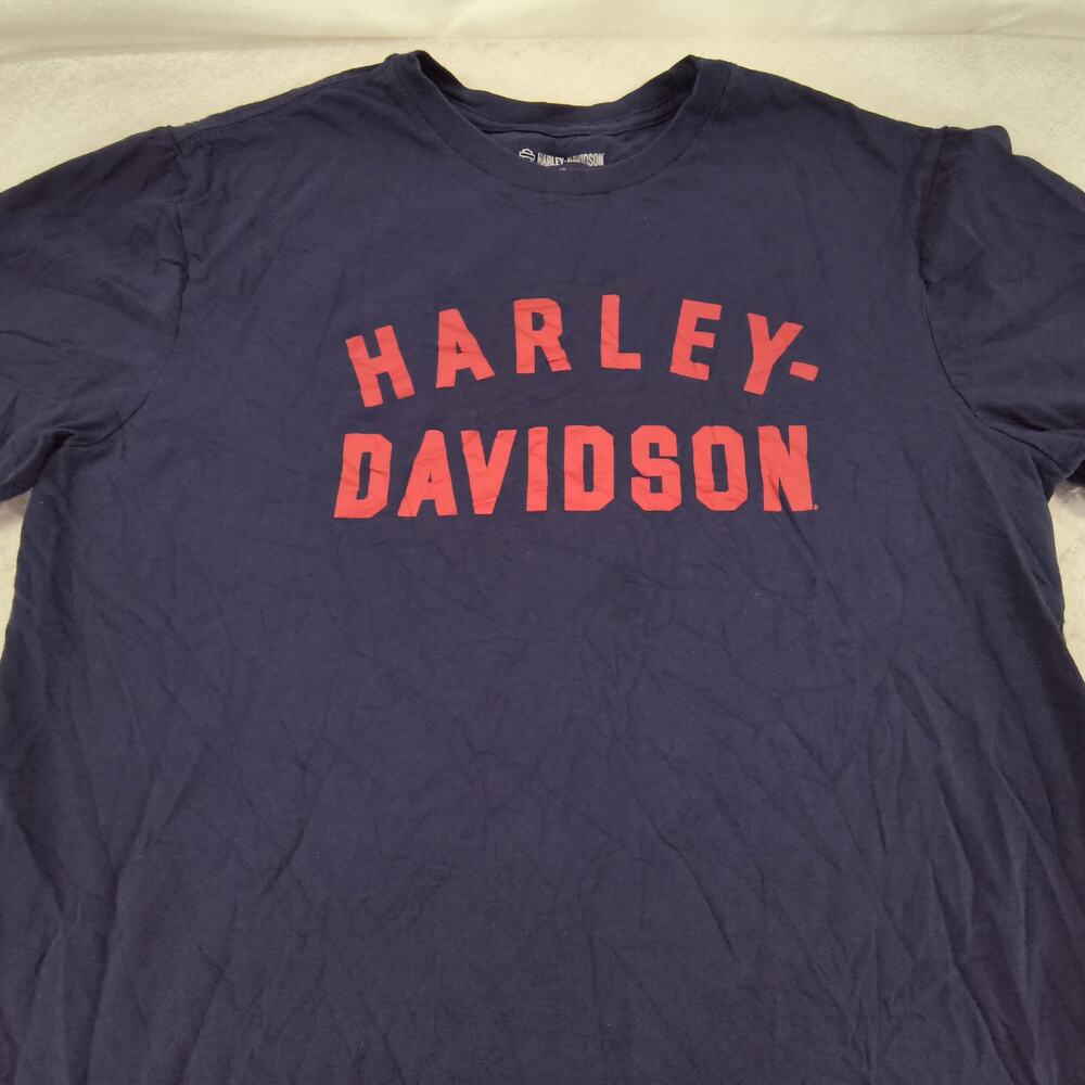 Harley Davidson Crew Neck Short Sleeve Shirt Mens Size Medium M Navy Blue